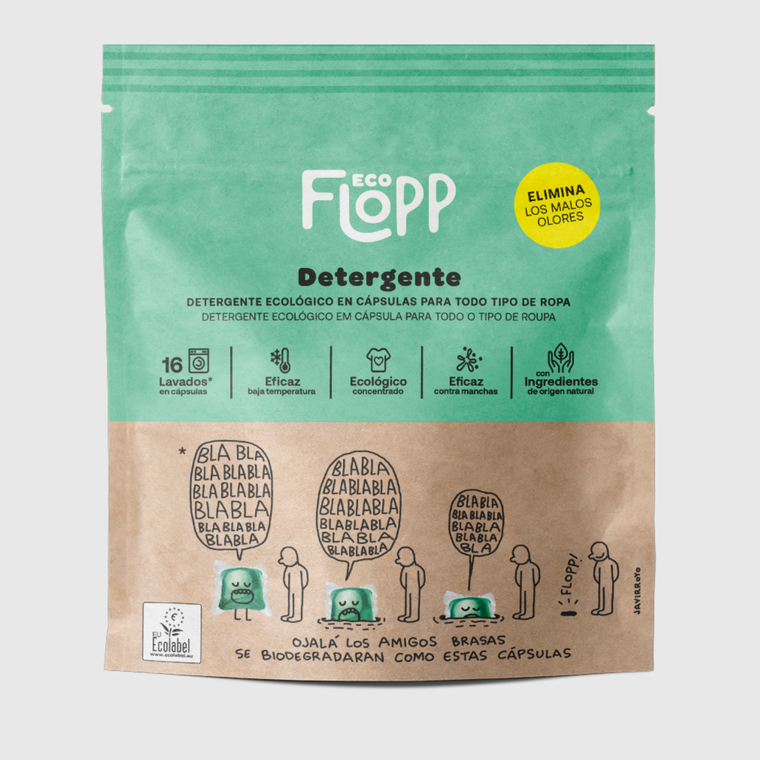detergente eco en cápsulas flopp